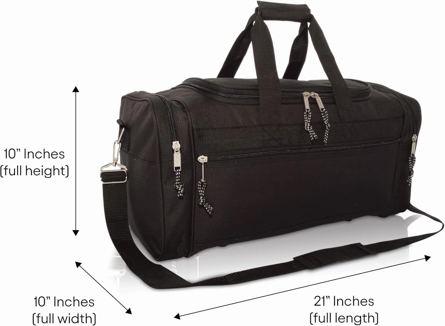 DALIX 21" Blank Sports Duffle Bag Gym Bag Travel Duffel Adjustable Strap in Black