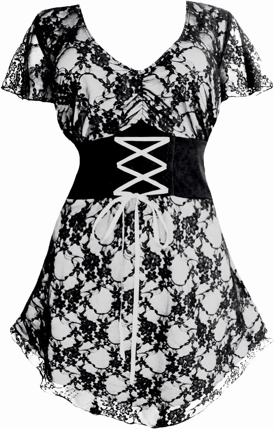 Dare to Wear Sweetheart Corset Top: Romantic Victorian Gothic Women's Lace Chemise for Everyday Halloween Cosplay Festivals