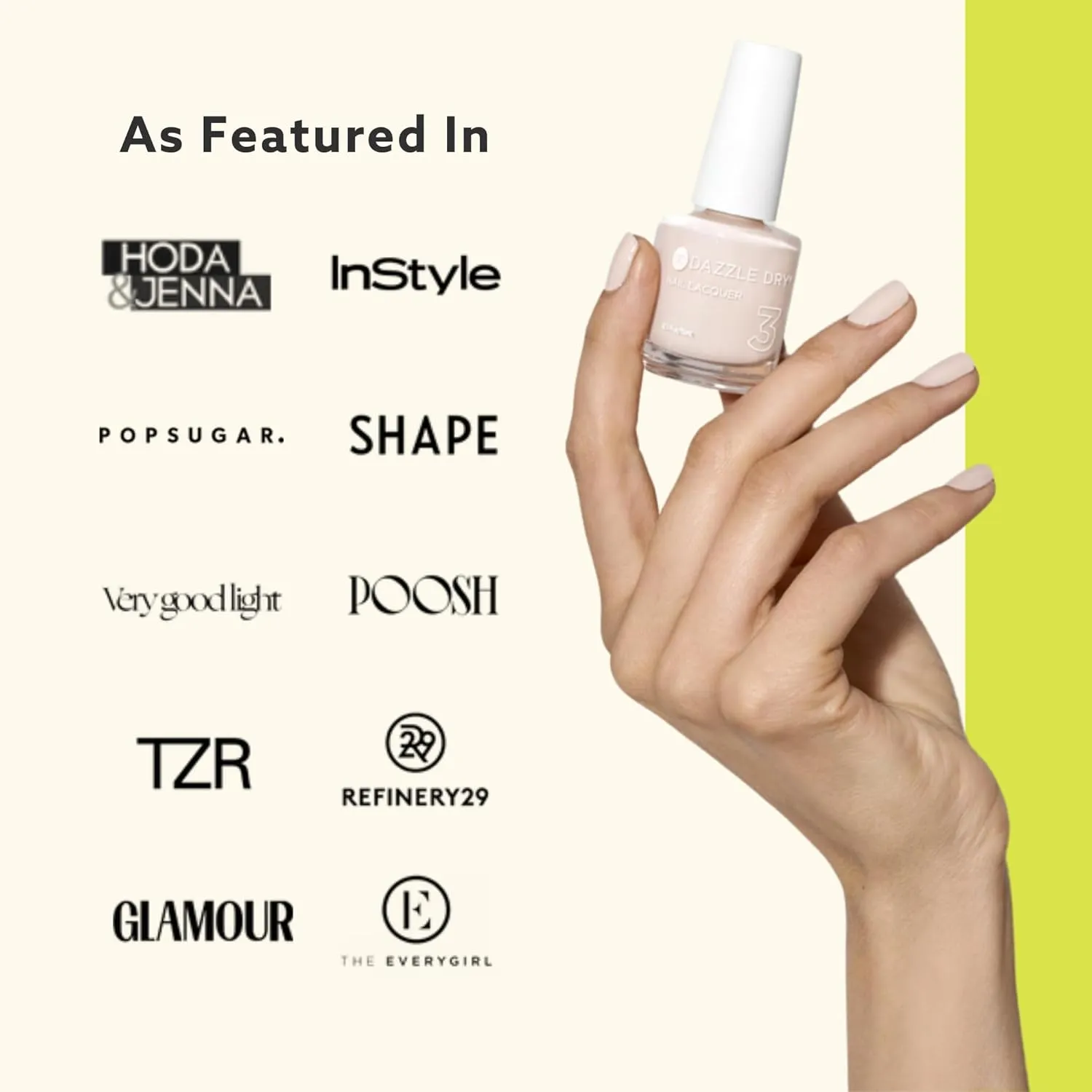 Dazzle Dry Mini Kit 4 Step System - Touch of Love, a pale chalky pink. Semi-sheer cream. (5 Piece Kit / 5 Manicures)
