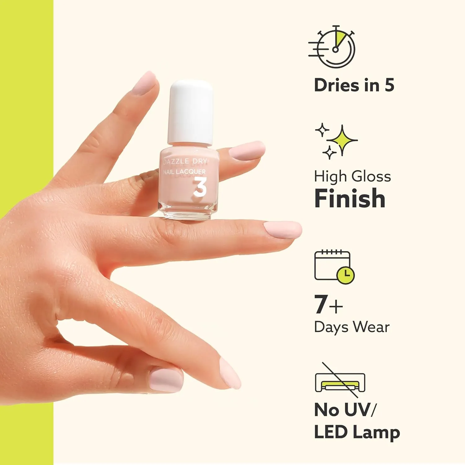 Dazzle Dry Mini Kit 4 Step System - Touch of Love, a pale chalky pink. Semi-sheer cream. (5 Piece Kit / 5 Manicures)