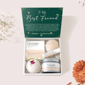 Dear Ava Spa Gifts for Women - Organic Self Care luxury Anti Stress Relaxing Bath and Body Kit Set Basket Box for Her with Heartfelt Card - Birthday Memorial Gift for Bestfriend