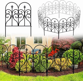 Decorative Garden Fence 32 in (H) x 20 ft (L) Outdoor Rustproof Metal Dog Pet Fence Animal Barrier, Garden Fencing Panel Border for Yard Patio Flower Bed