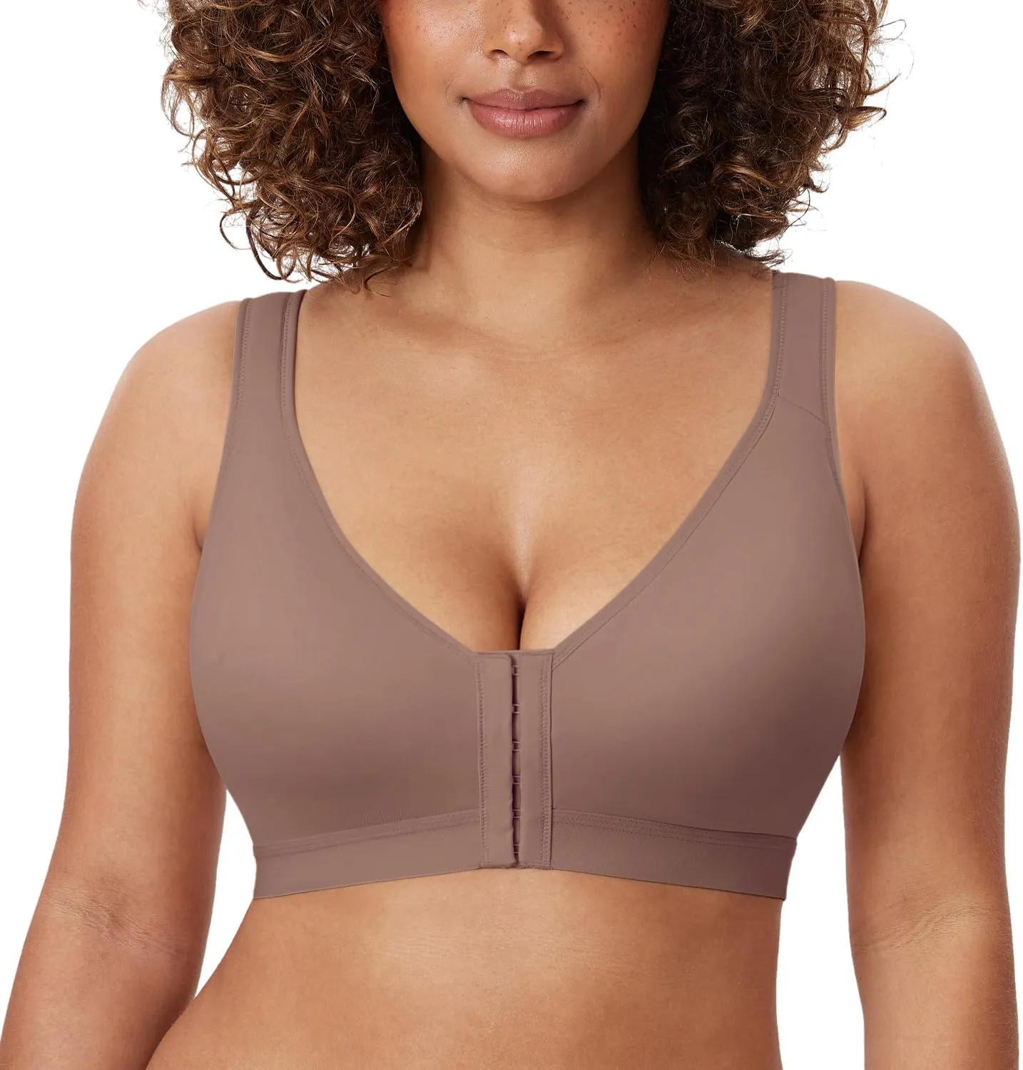 DELIMIRA Women's Natrelax Front Closure Bras Posture Lightly Padded Plus Size Wireless Full Coverage Bra