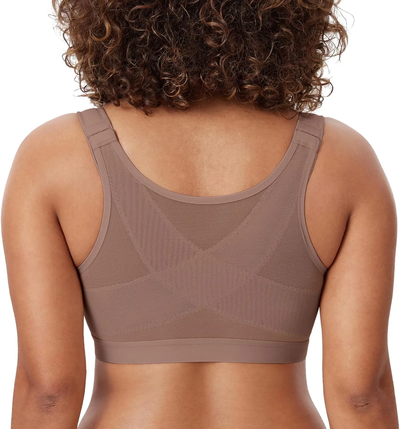 DELIMIRA Women's Natrelax Front Closure Bras Posture Lightly Padded Plus Size Wireless Full Coverage Bra