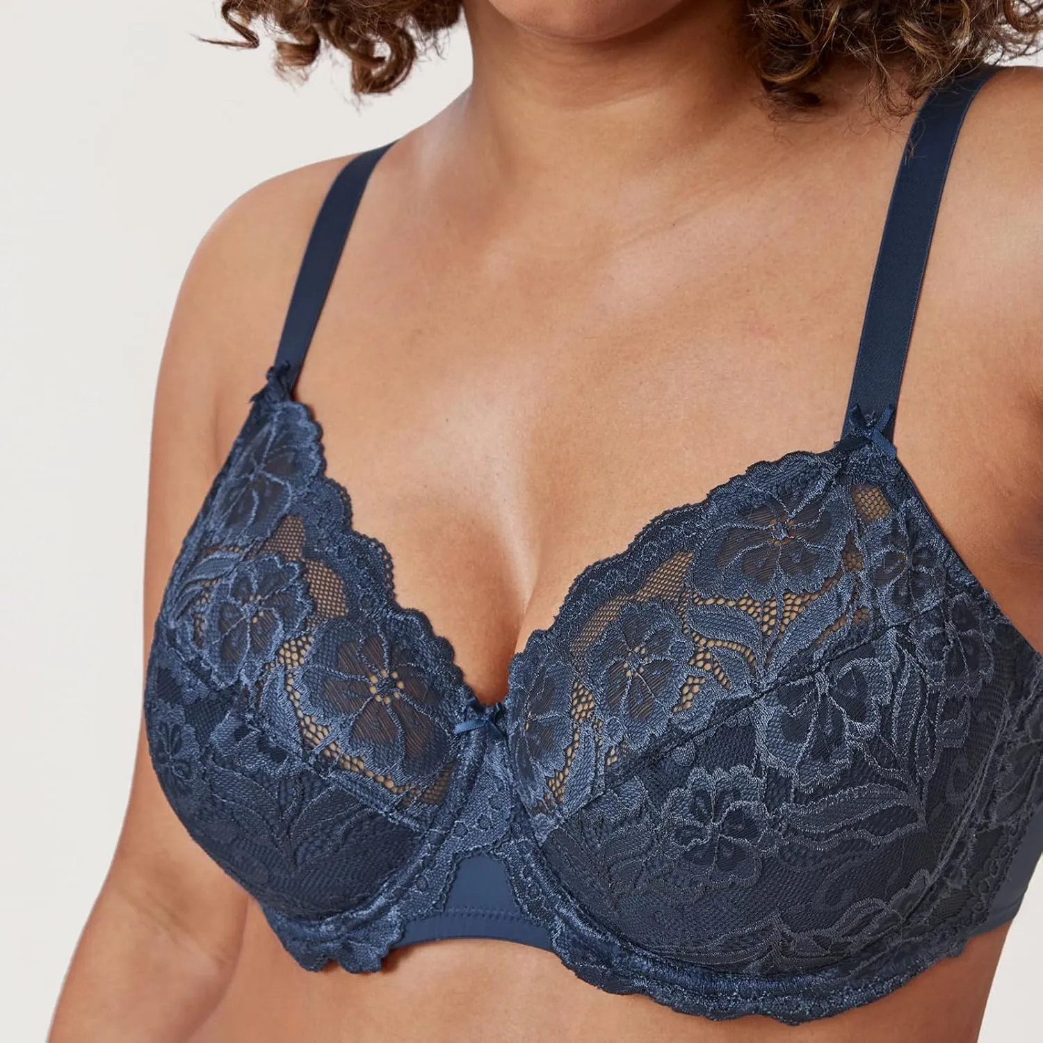 DELIMIRA Women's Plus Size Full Coverage Lace Underwire Unlined Bra Up to J