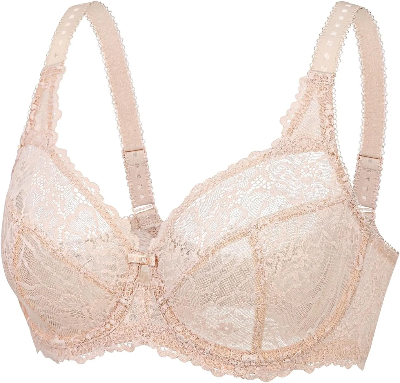 DELIMIRA Women's Plus Size Minimizer Bras Full Coverage Lace Unlined Underwire Bra B-K Cups