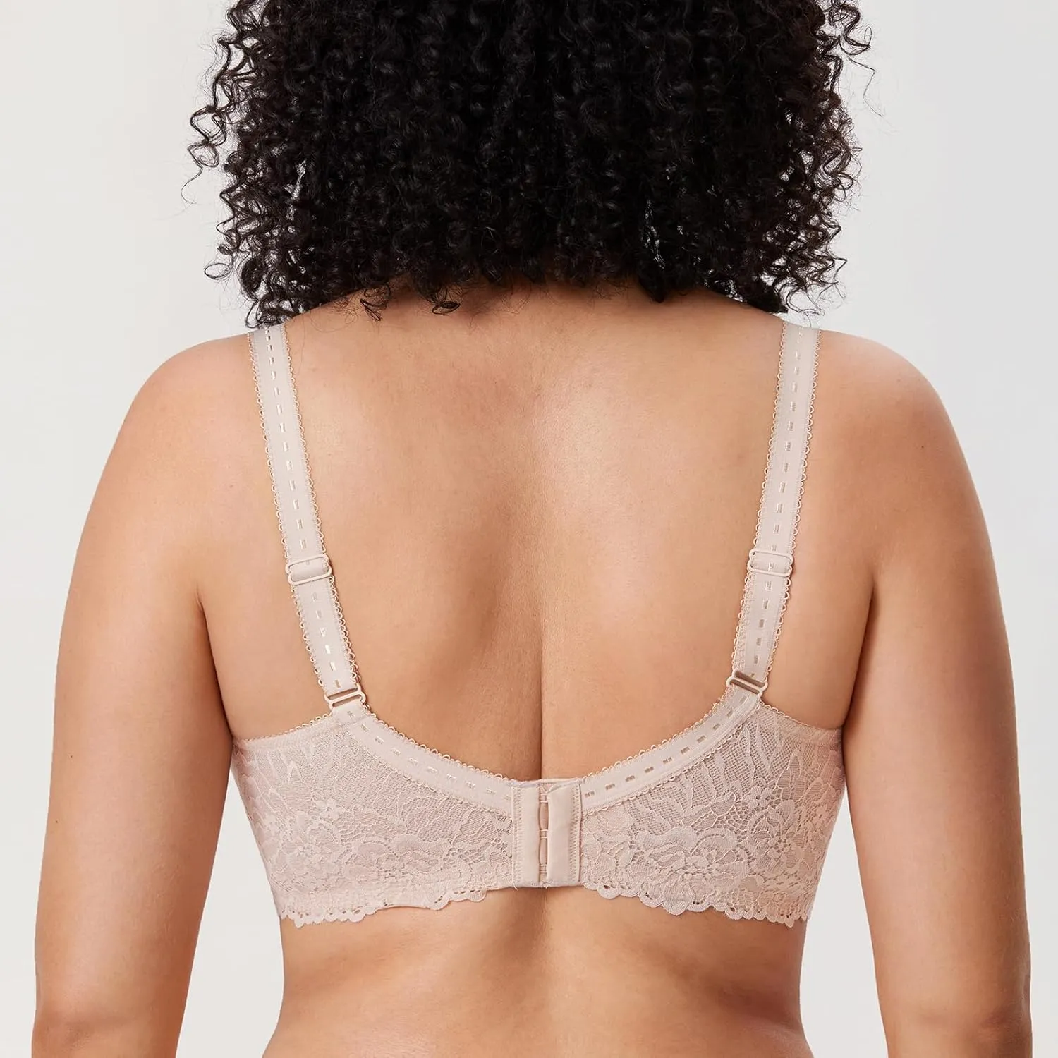 DELIMIRA Women's Plus Size Minimizer Bras Full Coverage Lace Unlined Underwire Bra B-K Cups