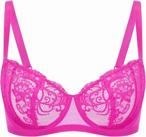 DELIMIRA Women's Balconette Lace Bra Plus Size Sexy See Through Unlined Underwire Bras