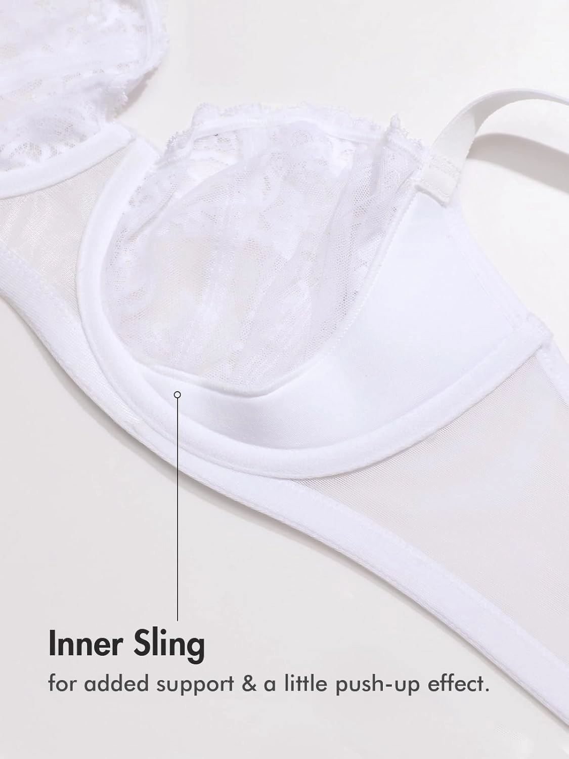 DELIMIRA Women's Balconette Lace Bra Plus Size Sexy See Through Unlined Underwire Bras