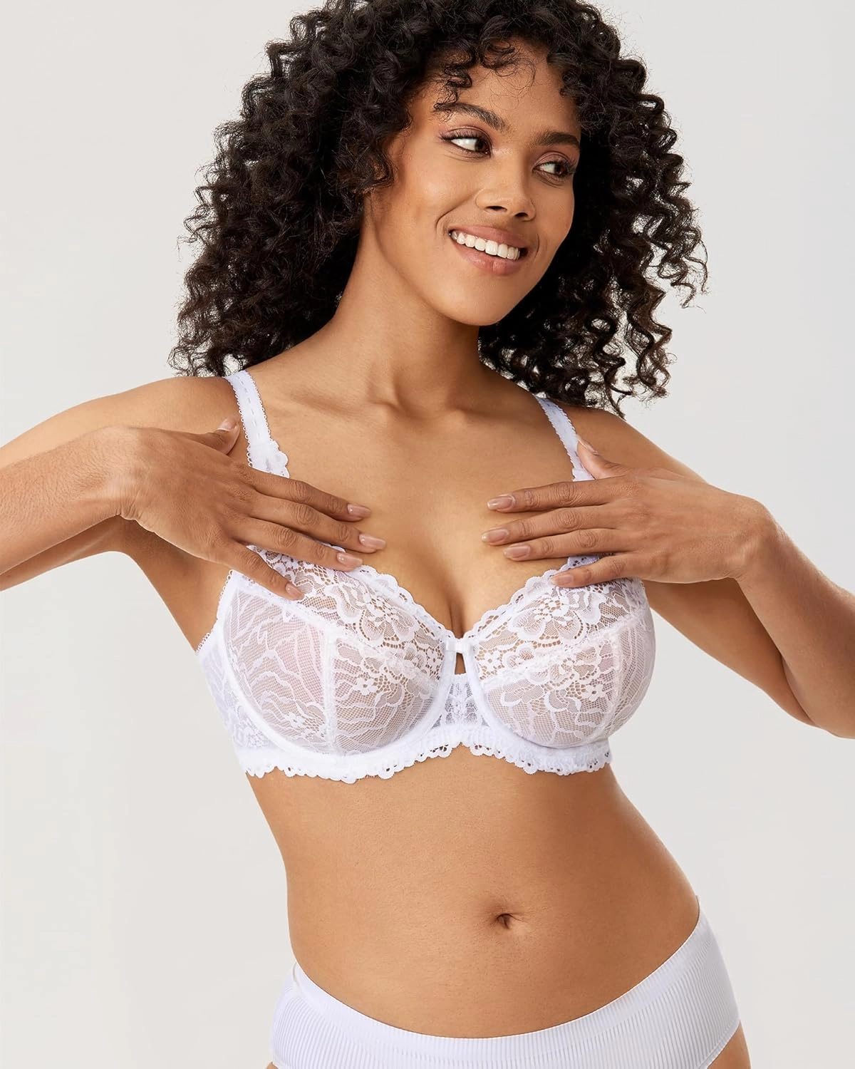 DELIMIRA Women's Plus Size Minimizer Bras Full Coverage Lace Unlined Underwire Bra B-K Cups
