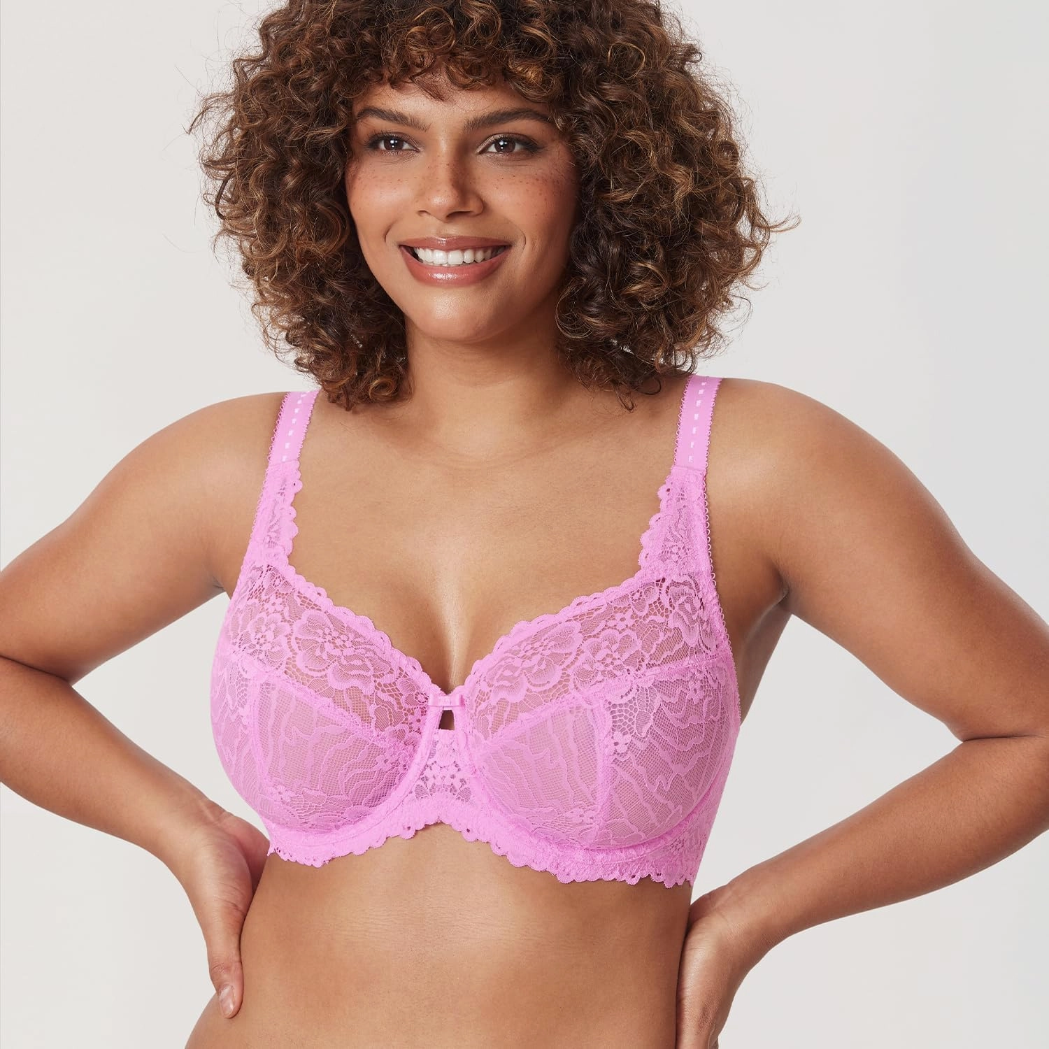 DELIMIRA Women's Plus Size Minimizer Bras Full Coverage Lace Unlined Underwire Bra B-K Cups