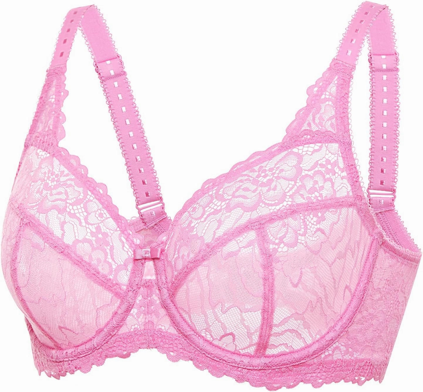 DELIMIRA Women's Plus Size Minimizer Bras Full Coverage Lace Unlined Underwire Bra B-K Cups