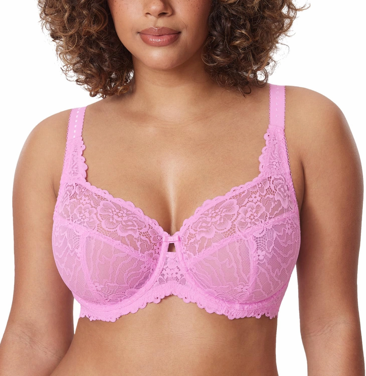 DELIMIRA Women's Plus Size Minimizer Bras Full Coverage Lace Unlined Underwire Bra B-K Cups