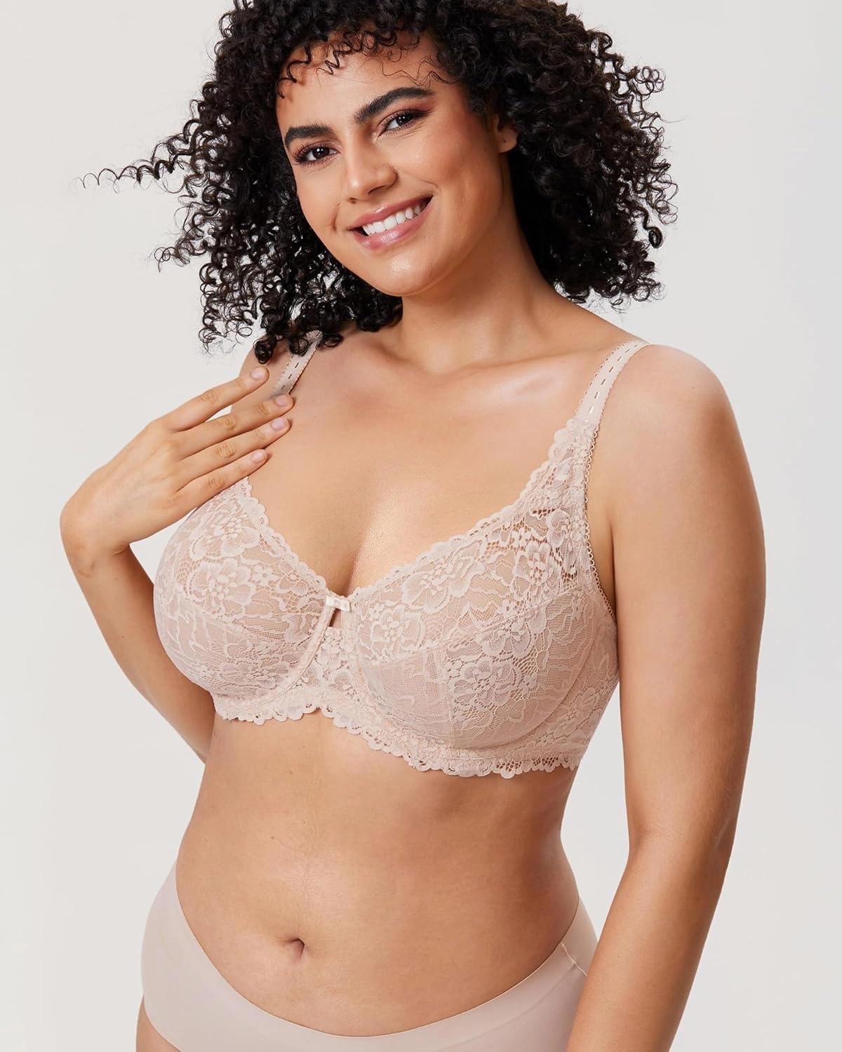 DELIMIRA Women's Plus Size Minimizer Bras Full Coverage Lace Unlined Underwire Bra B-K Cups