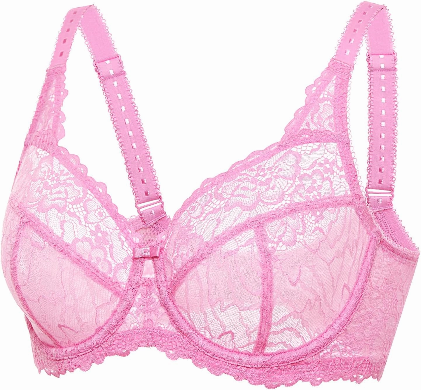 DELIMIRA Women's Plus Size Minimizer Bras Full Coverage Lace Unlined Underwire Bra B-K Cups