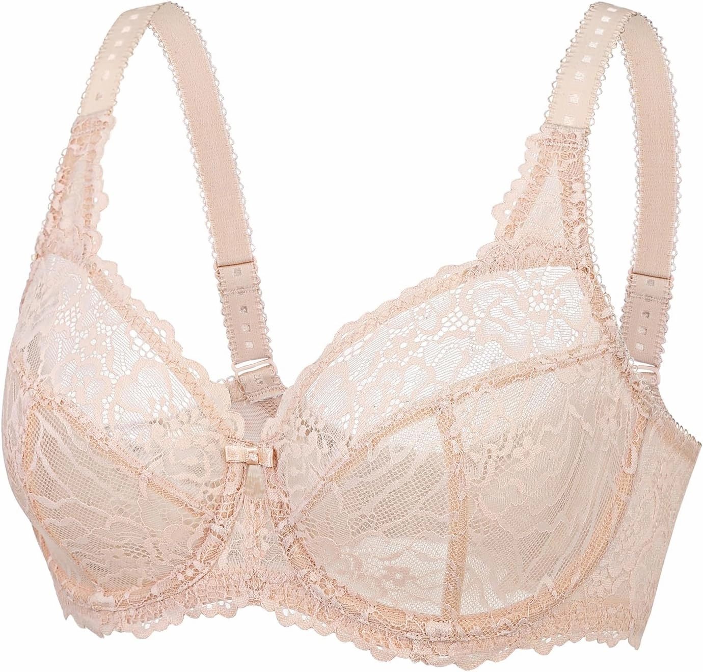 DELIMIRA Women's Plus Size Minimizer Bras Full Coverage Lace Unlined Underwire Bra B-K Cups