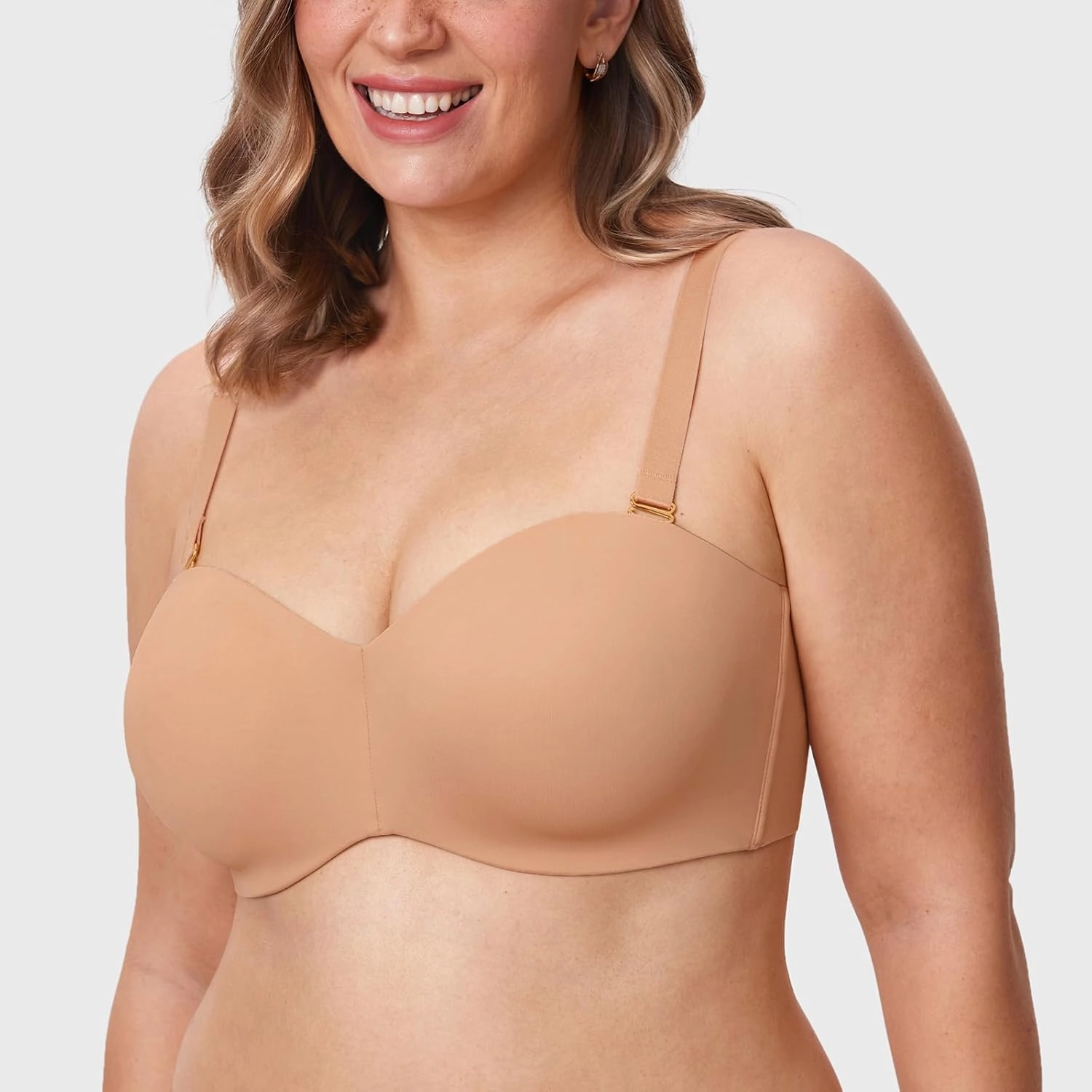 DELIMIRA Women's Strapless Bra Unlined Underwire Minimizer Plus Size Support