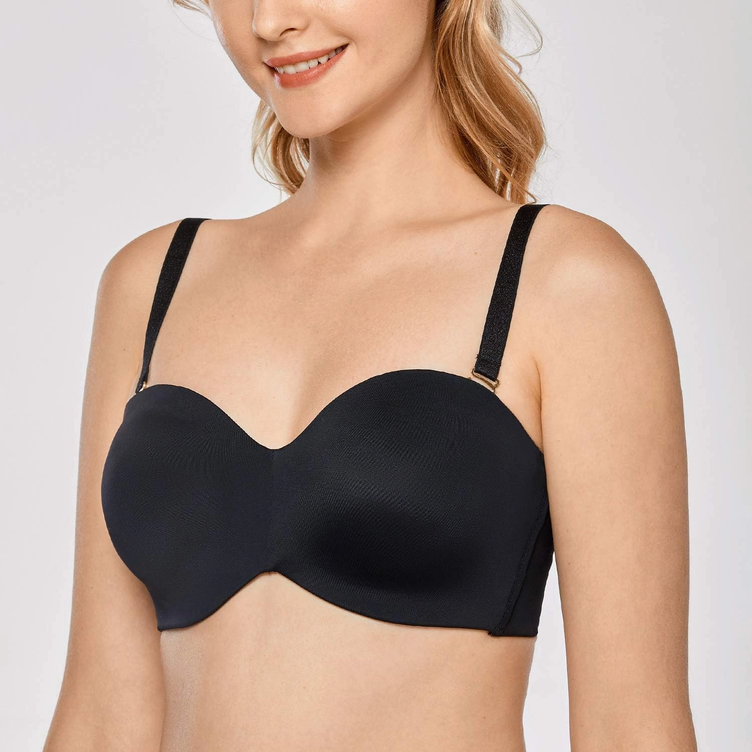 DELIMIRA Women's Strapless Bra Unlined Underwire Minimizer Plus Size Support