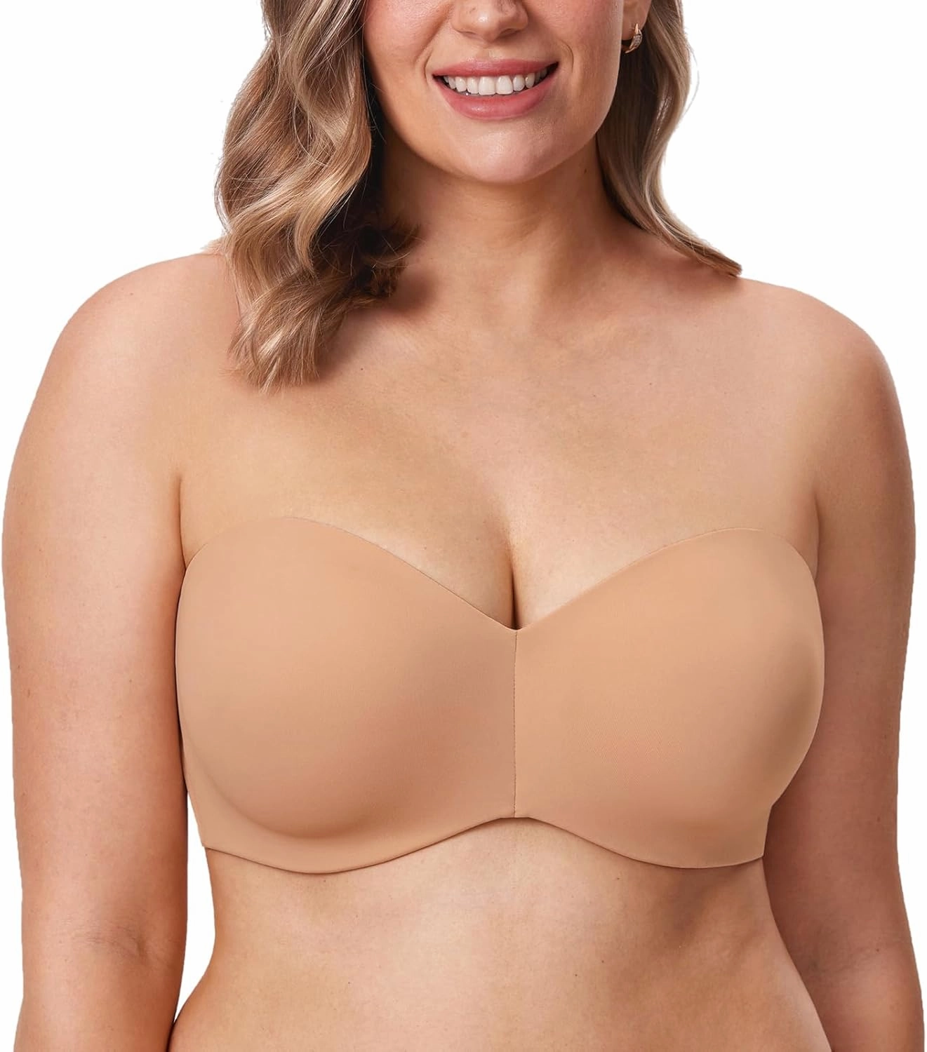 DELIMIRA Women's Strapless Bra Unlined Underwire Minimizer Plus Size Support
