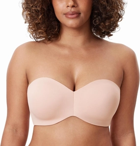 DELIMIRA Women's Strapless Bra Unlined Underwire Minimizer Plus Size Support