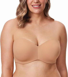 DELIMIRA Women's Strapless Bra Unlined Underwire Minimizer Plus Size Support