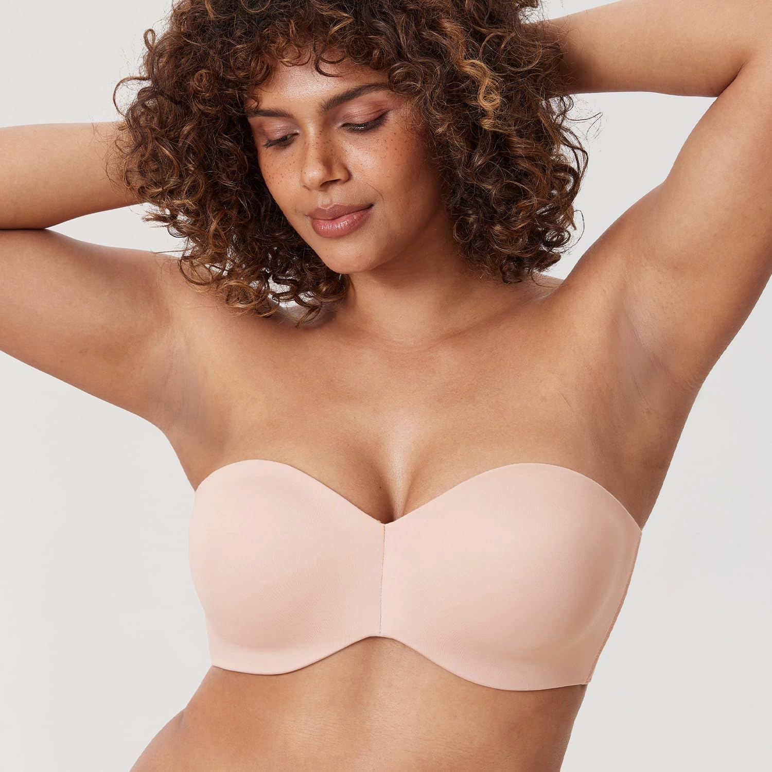 DELIMIRA Women's Strapless Bra Unlined Underwire Minimizer Plus Size Support