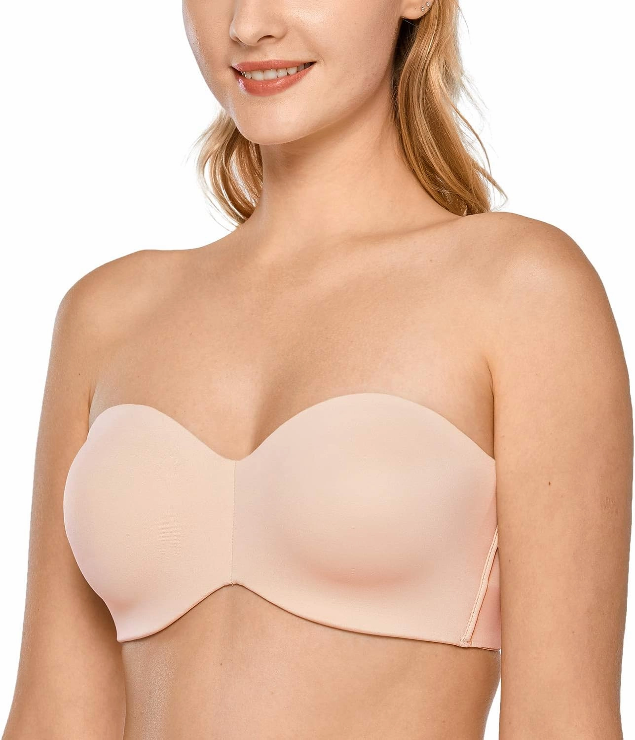 DELIMIRA Women's Strapless Bra Unlined Underwire Minimizer Plus Size Support