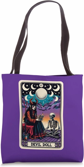 Devil Doll Tarot Card Gothic and Demonic Ritual Tote Bag