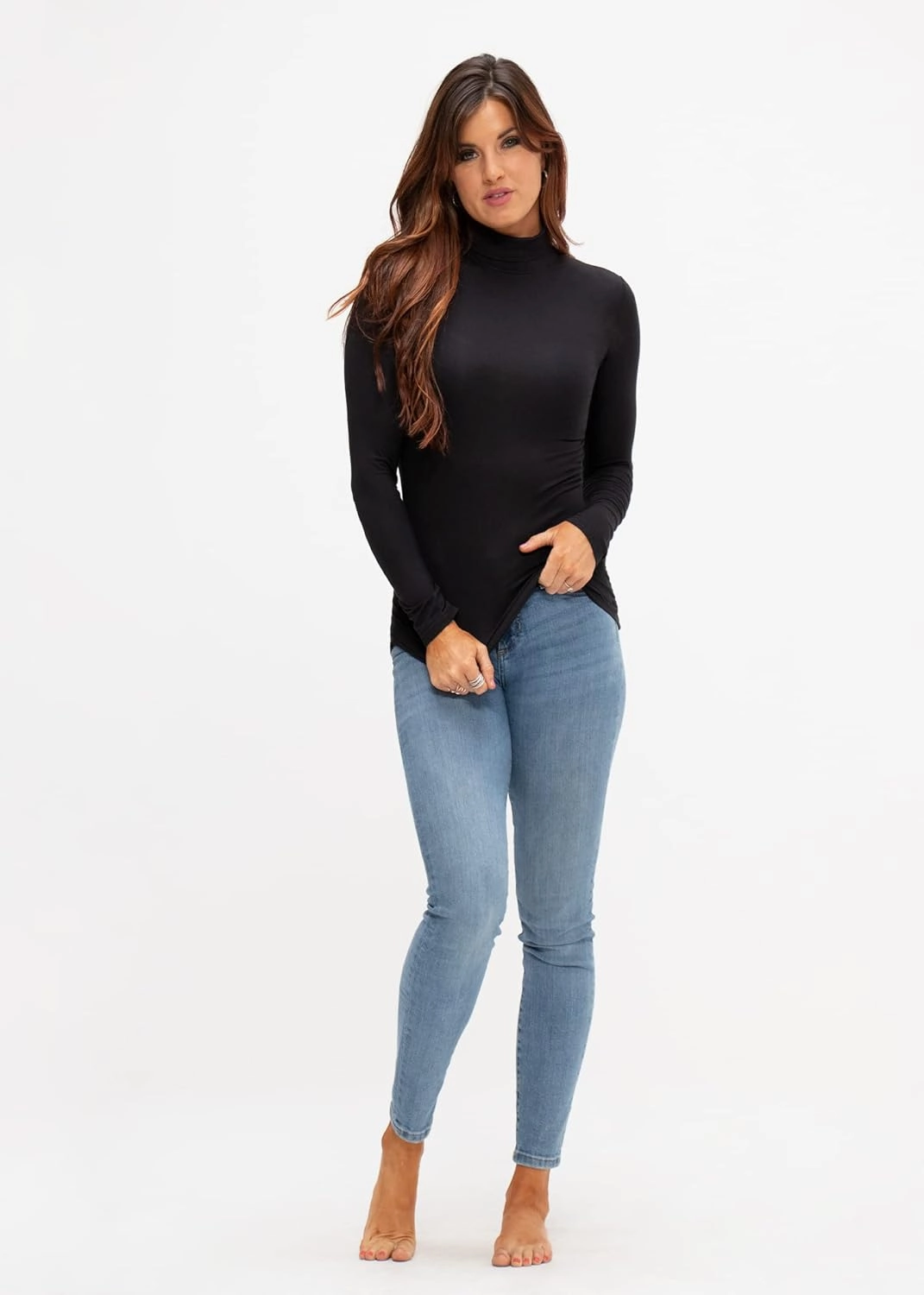 DEVOPS Womens 2 Pack Long Sleeve Mock Turtleneck Stretch Fitted Thermal Underlayer Shirts