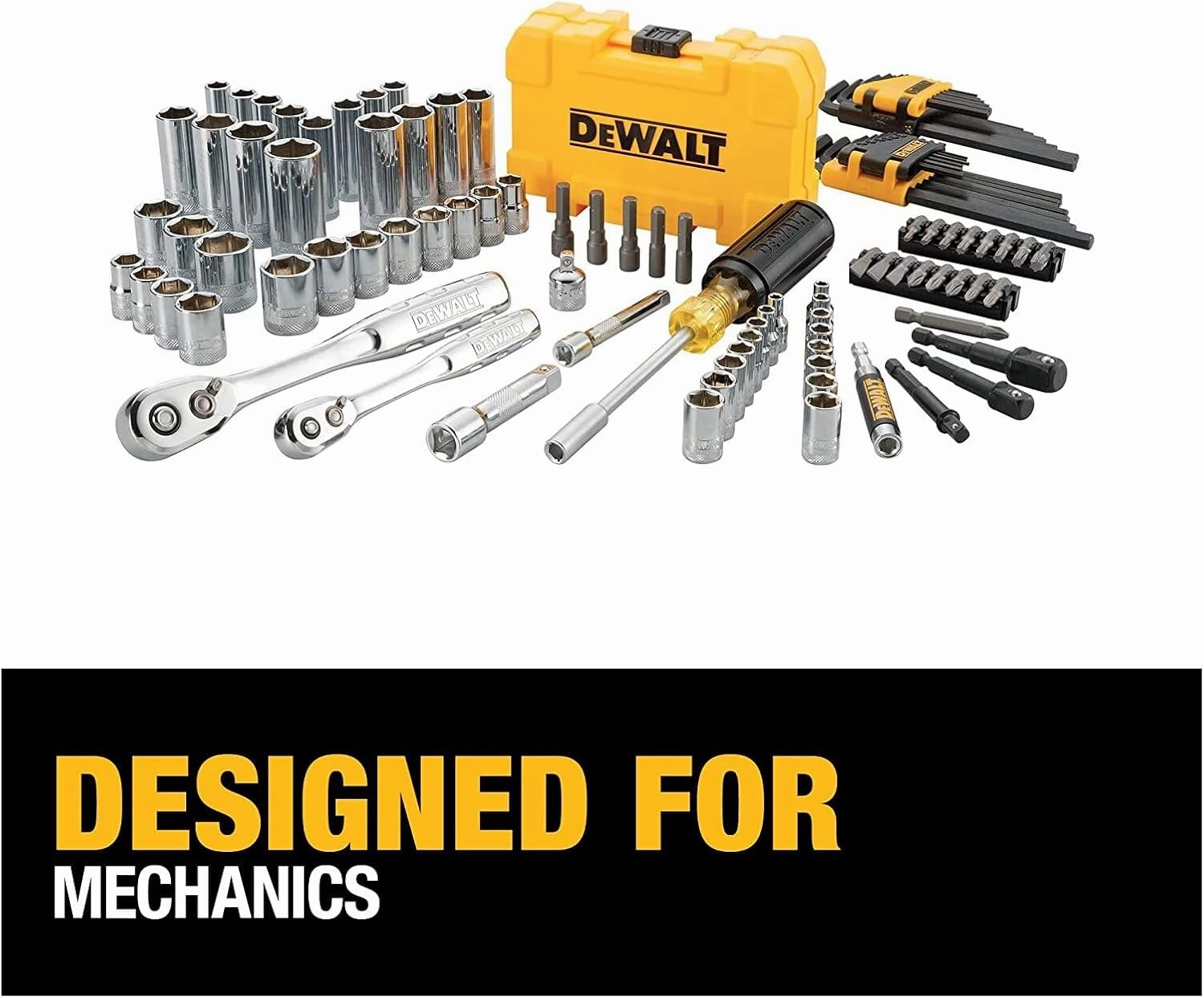 DEWALT Mechanics Tools Kit and Socket Set, 1/4" & 3/8" Drive, SAE, 108-Piece (DWMT73801)