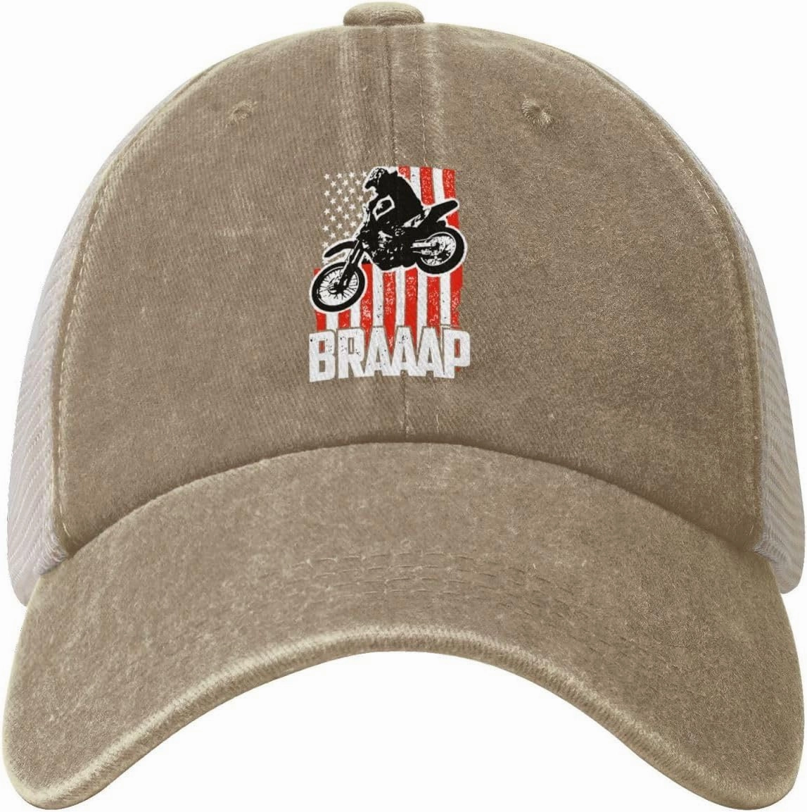 Dirt BKE Motocross American Flag Adjustable Mesh Baseball Cap Washed Dad Hat for Men Woman
