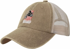 Dirt BKE Motocross American Flag Adjustable Mesh Baseball Cap Washed Dad Hat for Men Woman
