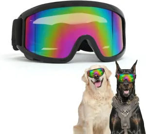 Dog Goggles Medium Large Breed, Dog Sunglasses with Adjustable Straps and Soft Sponge Pad,UV Protection, Windproof, Dustproof and Snowproof.