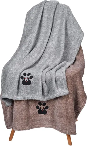 Dog Towels for Drying Dogs - Pack of 2 - Super Absorbent Soft Microfiber Pet Bath Grooming Towel for Dogs Cats and Other Pets (M-36" * 28", Grey and Brown)