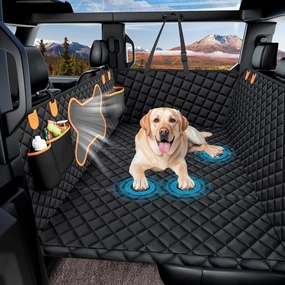 Dog Seat Cover for Back Seat,Car Backseat Extender Hard Bottom Heavy-Duty 400lbs Holding for Larger Dogs Anti-Slip Waterproof Pet Seat Covers Hammock for SUV,Trucks