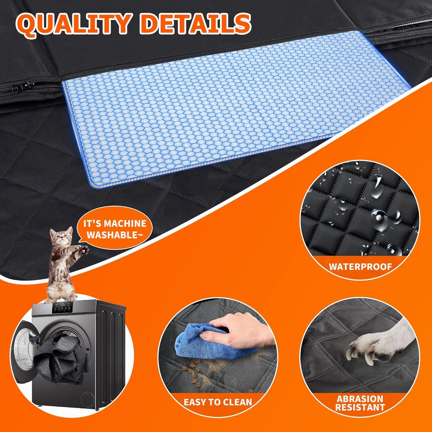 Dog Seat Cover for Back Seat,Car Backseat Extender Hard Bottom Heavy-Duty 400lbs Holding for Larger Dogs Anti-Slip Waterproof Pet Seat Covers Hammock for SUV,Trucks