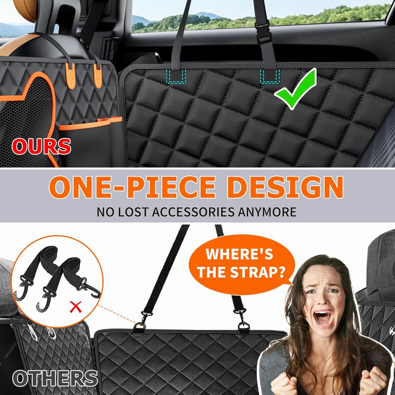 Dog Seat Cover for Back Seat,Car Backseat Extender Hard Bottom Heavy-Duty 400lbs Holding for Larger Dogs Anti-Slip Waterproof Pet Seat Covers Hammock for SUV,Trucks