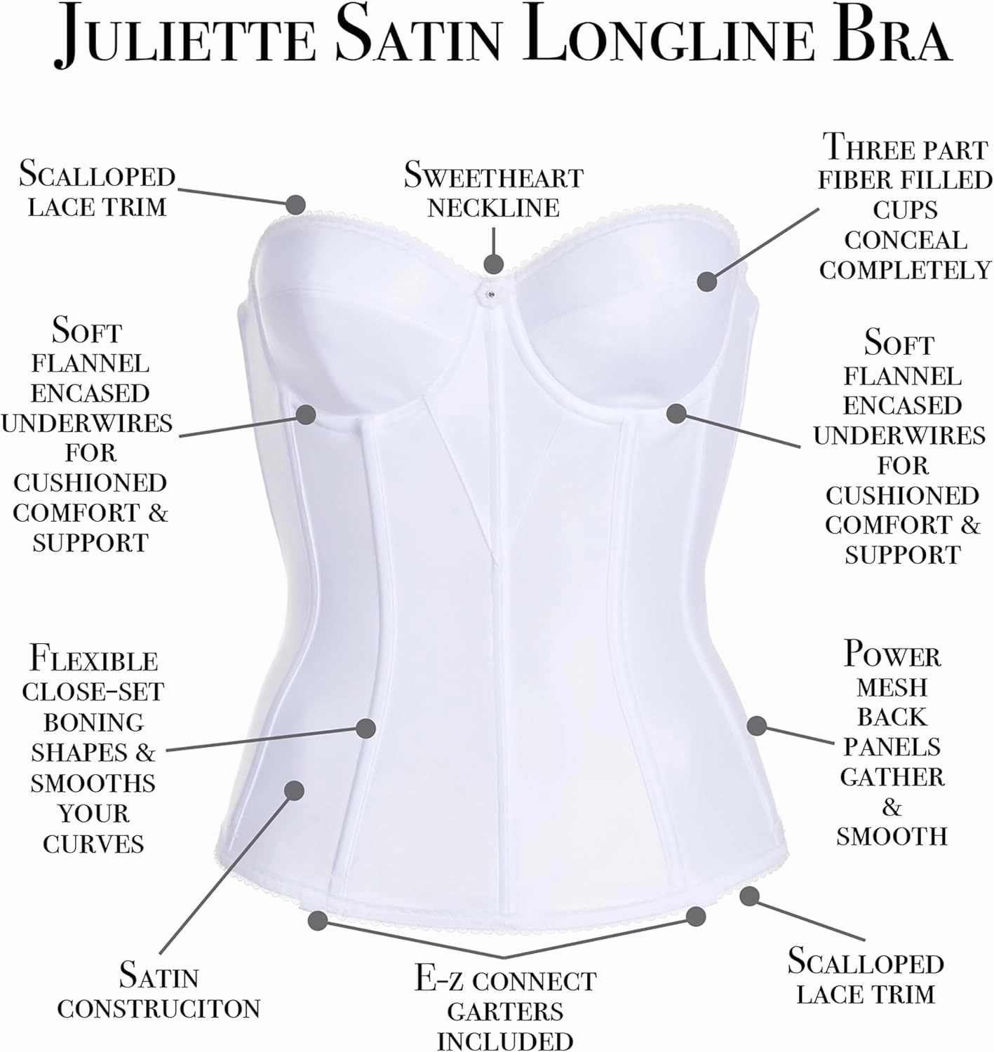 Dominique Women's Juliette Longline Full Figure Corset Bra #8950 (32A-52G)