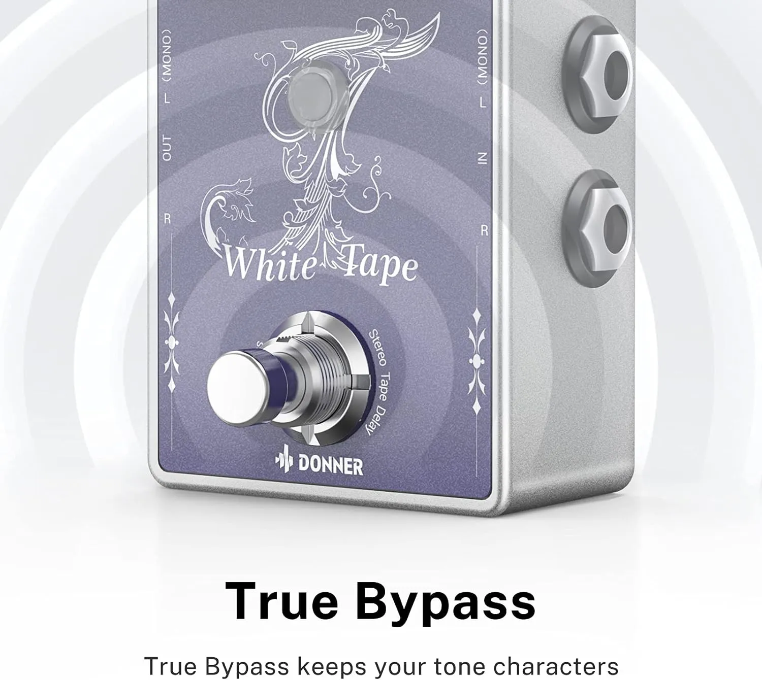 Donner White Tape Stereo Delay Pedal, Analog Delay with Echo Effect, True Bypass, 2 Independent Channels for Electric Guitar, Bass, Synth, Drum Machine