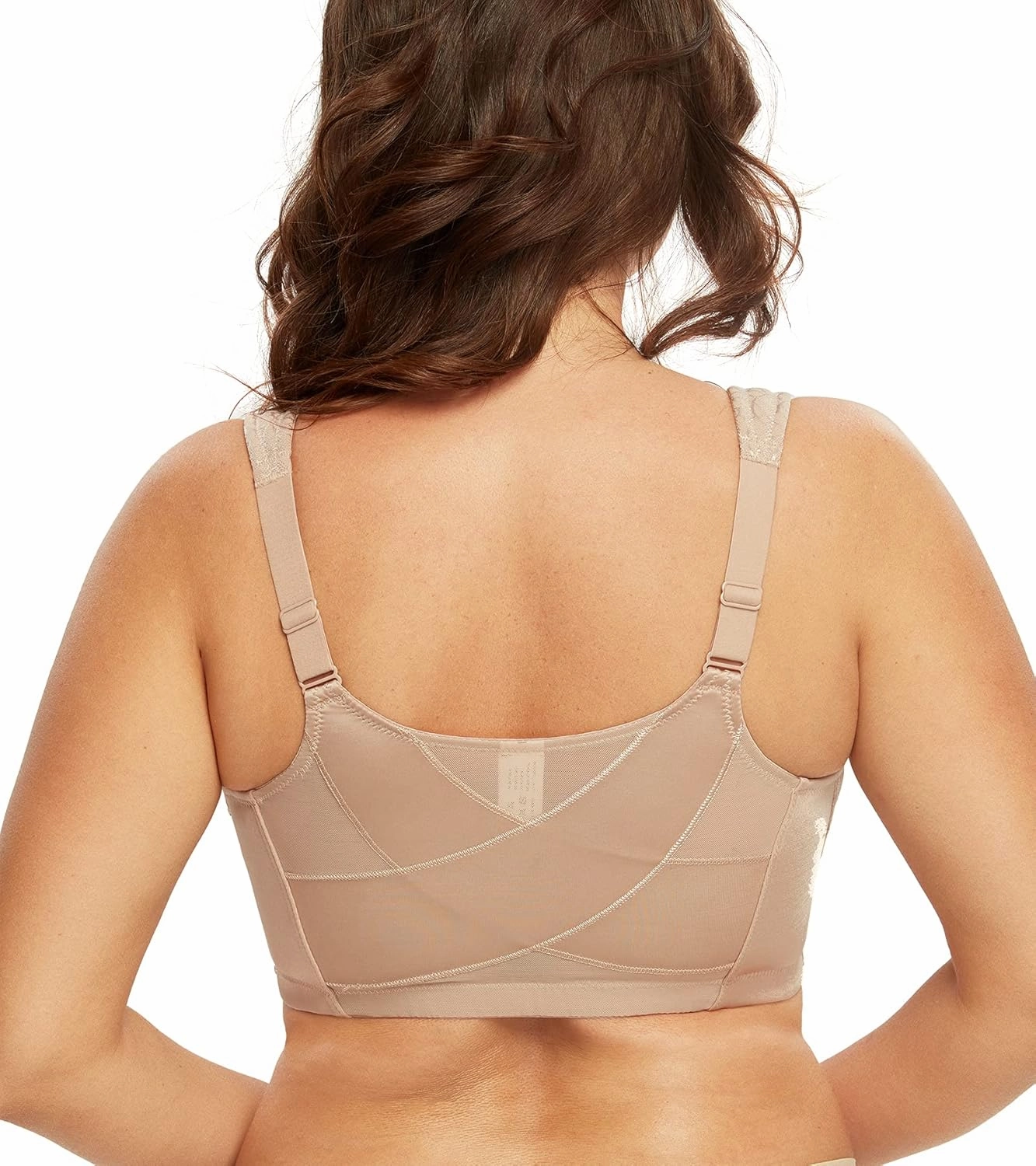 DotVol Women's Full Figure Front Closure Wirefree Jacquard Back Support Posture Bra