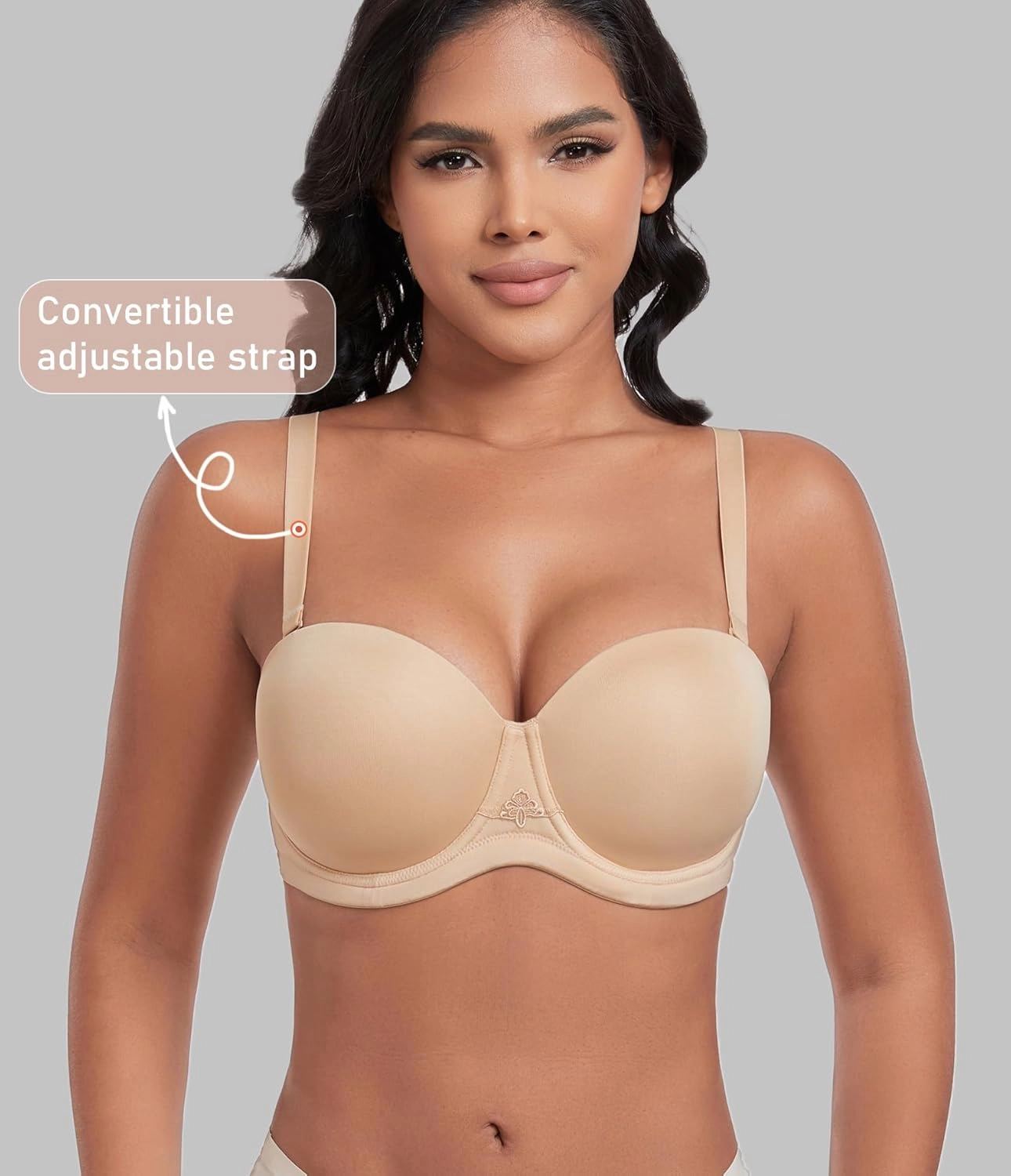 DotVol Women's Multiway Strapless Bra Full Figure Underwire Contour Beauty Back Plus Size Bra