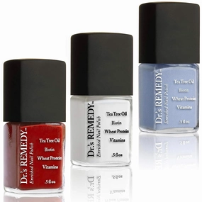 Dr’s Remedy 3 Pack Nail Polish Kit, Land that I Love Trio, Non Toxic and Organic All Natural Enriched Nail Strengthener - RESCUE Red/CLASSIC Cloud/PERCEPTIVE Periwinkle