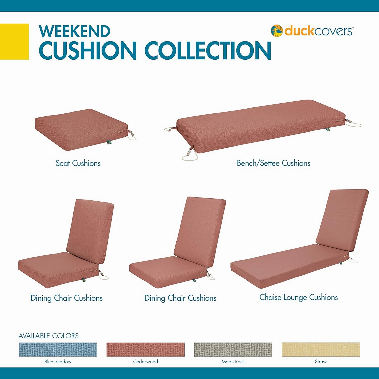 Duck Covers Weekend Water-Resistant Outdoor Bench Cushion, 54 x 18 x 3 Inch, Cedarwood, Patio Furniture Cushions
