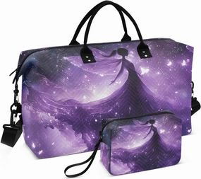 Duffel Bag for Traveling, Fairy Purple Fantasy Travel Bag Gym Bag, with Multiple Interior Pockets Shoulder Weekender Bag for Women Men with Toiletry Bag 20.5L x 1.9W x 13.8H