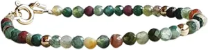 Eagle Eye Agate 3-3.5mm Round Shape Faceted Cut Beads 7 inch Gold Plated Clasp Bracelet for men, women, unisex. Link Chain Stacking Bracelet.|FIZA_LINK_02385