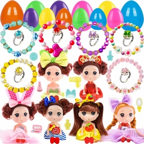 Easter Egg Fillers Prefilled Easter Eggs Filled Easter Basket Stuffers for Toddler Girls Kids with Toys Dolls Stuffed Basket Stuffers Girls Gifts Egg Hunt Non Candy Fillers Age 3 4 5 6 7 8  Years Old