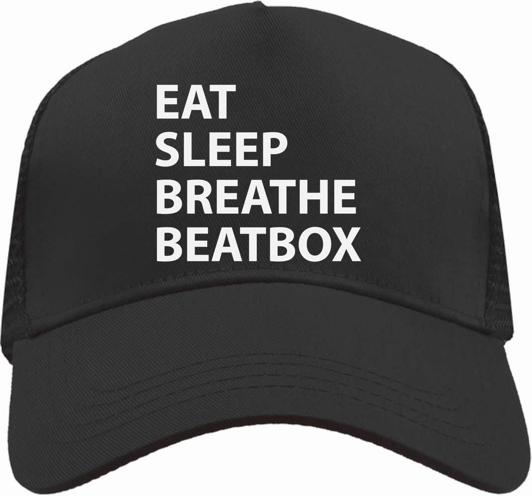 Eat Sleep Breathe Beatbox Mesh Back Trucker Cap Adjustable Snapback Hat Black, Black, osz