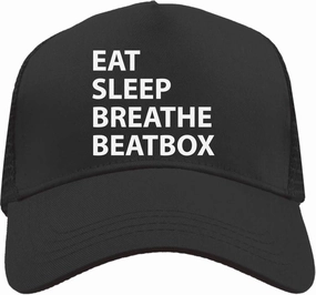 Eat Sleep Breathe Beatbox Mesh Back Trucker Cap Adjustable Snapback Hat Black, Black, osz