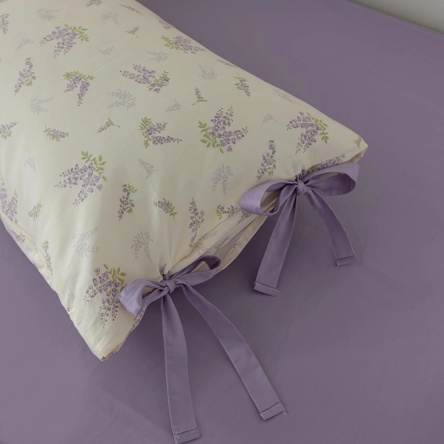 EAVD Botanical Floral Duvet Cover King Soft 100% Cotton Chic Garden Floral Bedding Set with 2 Pillowcases Fresh Purple Floral Comforter Cover with Zipper Closure Ties