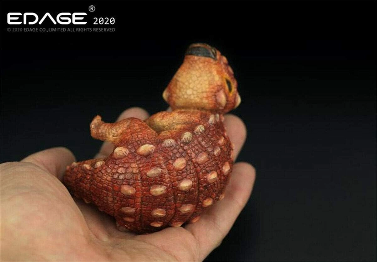 EDAGE Ankylosaurus Baby Egg Figure Jurassic Ankylosauridae Dinosaur Realistic Animal Models Educational Painted Figure Toys Dinos Collector Decor Gift Birthday for Adult (Red)